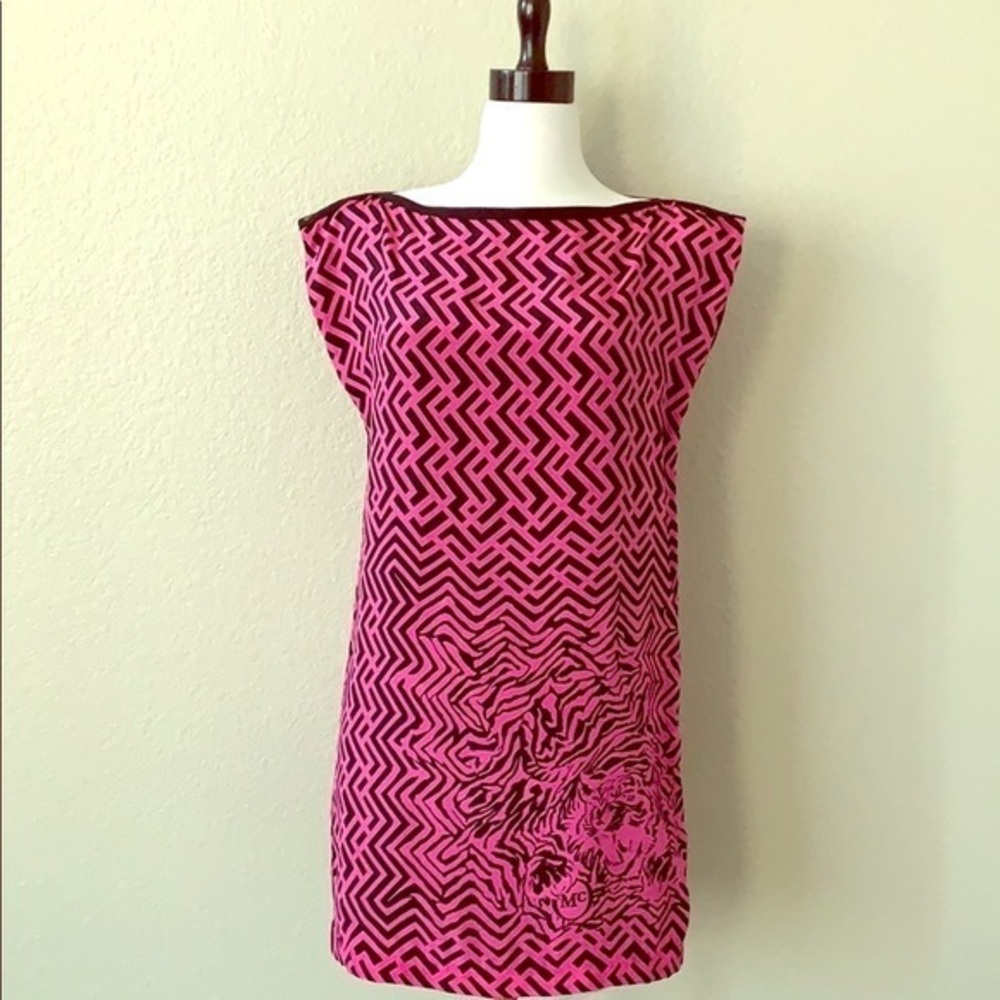 NWOT 100% silk Alexander McQueen Pink/Black Shift Dress